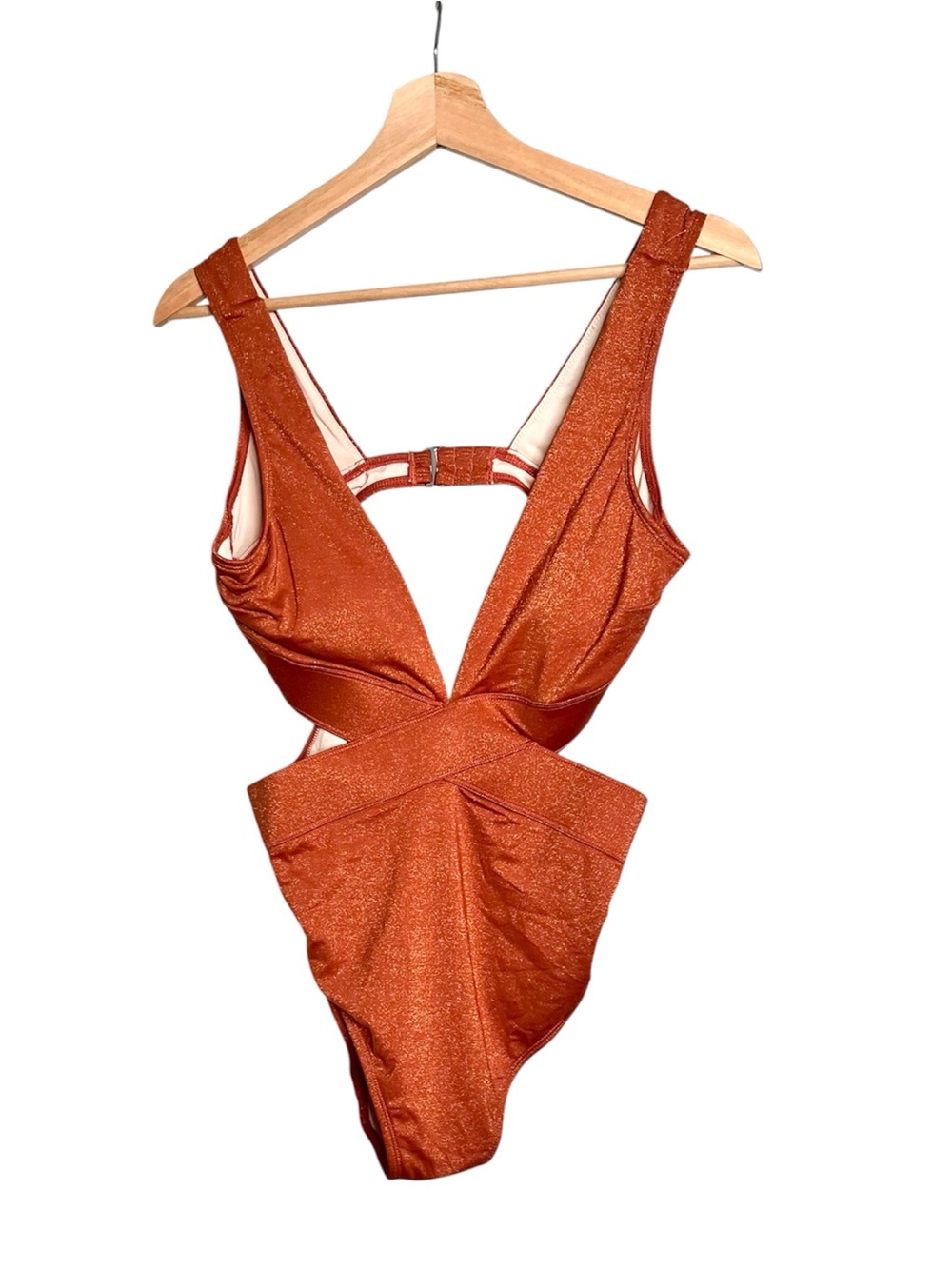 Cupshe Rust Shimmer Crisscross One-Piece